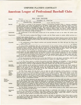 Mickey Mantles Executed 1957 Uniform Player’s Contract – Mickey’s Personal Copy -MVP Season
